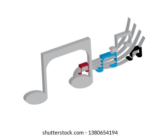 Musical notes icon, modern minimal flat design style, vector illustration - Vector
