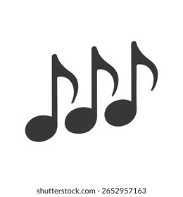 Musical notes icon, Music notes symbol, Black Silhouette Vector Illustration, white background.