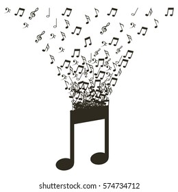 musical notes icon over white background.  vector illustration