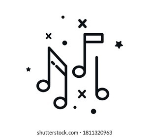 musical notes icon. Party celebration birthday holiday event carnival festive. Thin line party essential element icon
