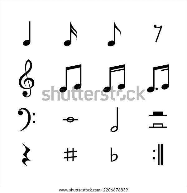 Musical Notes Icon Set Black Color Stock Vector (Royalty Free ...