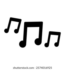 musical notes icon, simple flat style, pictogram logo sign symbol vector illustration, isolated on white for mobile app