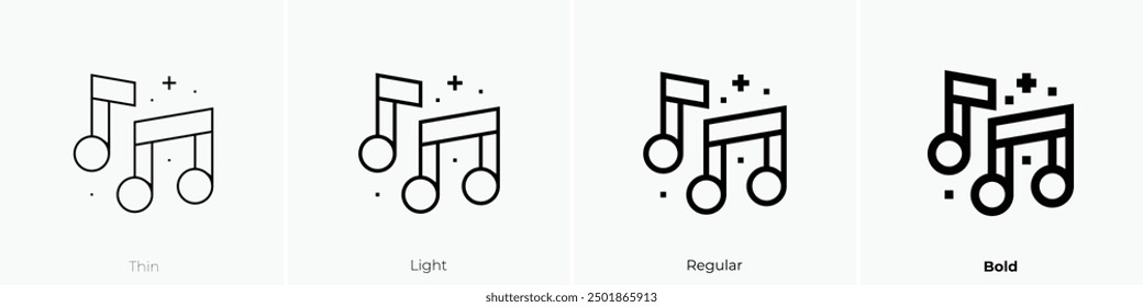 musical notes icon. Thin, Light Regular And Bold style design isolated on white background