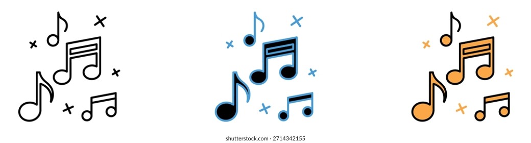 Vector del icono de las notas musicales. festival de música, símbolo de la invitación del partido. Ilustración vectorial.