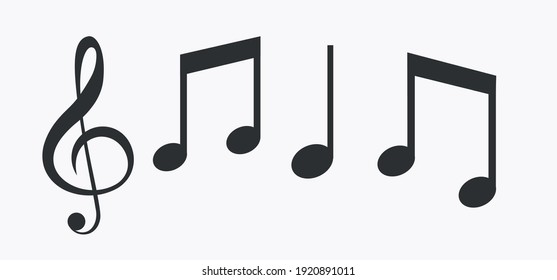 Musical notes icons set isolated on white. Vector illustration eps 10