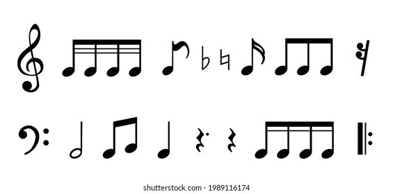 Musical notes icons set isolated. Vector illustration eps