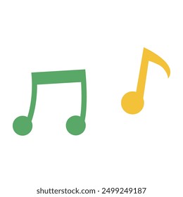 Musical notes illustration symbols in green and yellow color