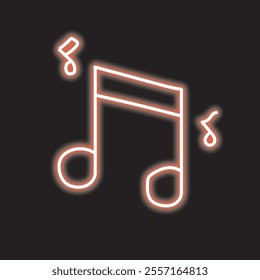 musical notes isolated on black background. musical note icon with glowing neon lines. Vector illustration.