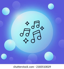 Musical notes line icon. Creative occupation, listen to music, shining stars, player, entertainment, sing a song, hobby. Art concept. Glassmorphism. Vector line icon for Business and Advertising.