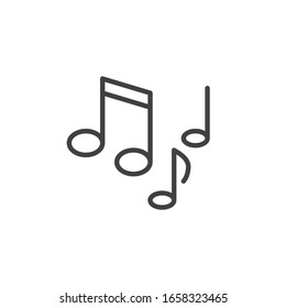Musical notes line icon. Melody song linear style sign for mobile concept and web design. Music notes outline vector icon. Symbol, logo illustration. Vector graphics