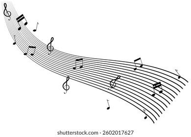 Musical notes line pattern symbols icon, vector. Music notes background,  Varieties of musical notes. Musical background. vector illustration. 