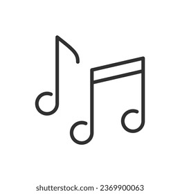 Musikalische Noten, lineares Symbol. Linie mit bearbeitbarem Hub