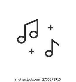 Notas musicales, icono lineal. Sonido, melodía y contenido de audio. Línea con trazo editable.