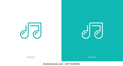 Musical Notes Logo Designs with Line art Outline Style Template.