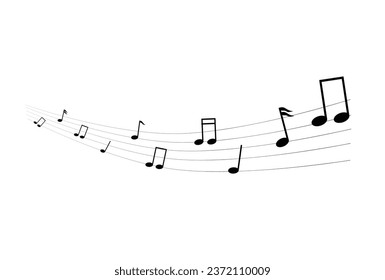 Musical Notes Melody Background Isolated. Playing and composing music vector art