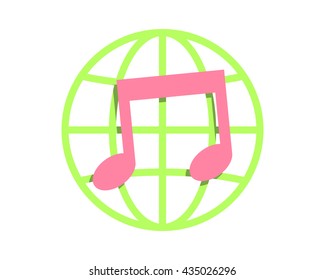 musical notes melody globe image vector icon logo