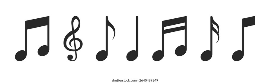 Musical notes melody key icon set. Vector illustration