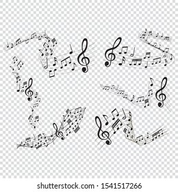 musical notes melody on transparent background