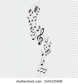 musical notes melody on transparent background