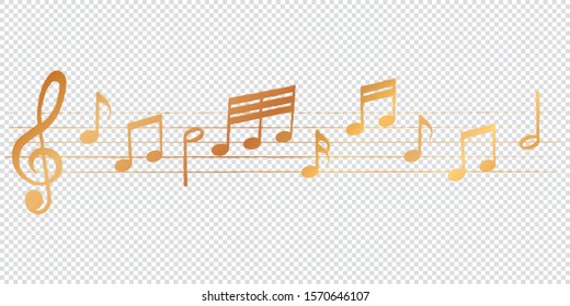 musical notes melody on transparent background