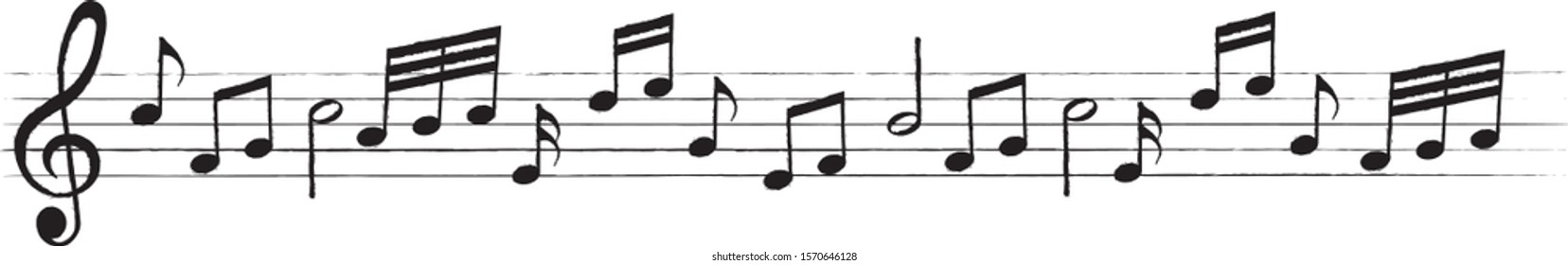 musical notes melody on transparent background