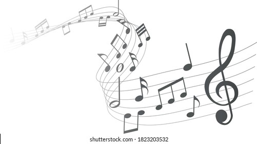 musical notes melody on white background