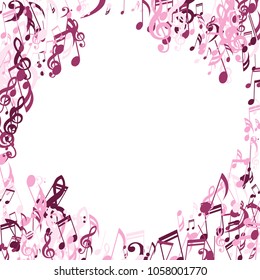 Musical Notes. Modern Background with Notes, Bass and Treble Clefs. Vector Element for Musical Poster, Banner, Advertising, Card. Minimalistic Simple Background.