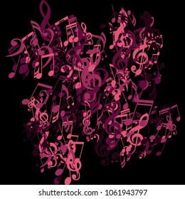 Musical Notes. Modern Background with Notes, Bass and Treble Clefs. Vector Element for Musical Poster, Banner, Advertising, Card. Minimalistic Simple Background.