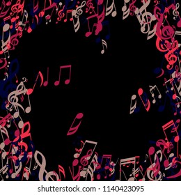 Musical Notes. Modern Background with Notes, Bass and Treble Clefs. Vector Element for Musical Poster, Banner, Advertising, Card. Minimalistic Simple Background.