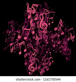 Musical Notes. Modern Background with Notes, Bass and Treble Clefs. Vector Element for Musical Poster, Banner, Advertising, Card. Minimalistic Simple Background.
