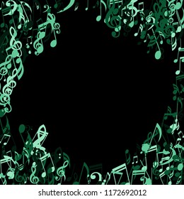 Musical Notes. Modern Background with Notes, Bass and Treble Clefs. Vector Element for Musical Poster, Banner, Advertising, Card. Minimalistic Simple Background.