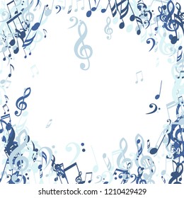 Musical Notes. Modern Background with Notes, Bass and Treble Clefs. Vector Element for Musical Poster, Banner, Advertising, Card. Minimalistic Simple Background.