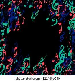 Musical Notes. Modern Background with Notes, Bass and Treble Clefs. Vector Element for Musical Poster, Banner, Advertising, Card. Minimalistic Simple Background.