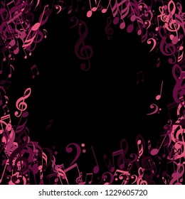 Musical Notes. Modern Background with Notes, Bass and Treble Clefs. Vector Element for Musical Poster, Banner, Advertising, Card. Minimalistic Simple Background.