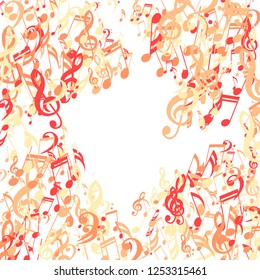 Musical Notes. Modern Background with Notes, Bass and Treble Clefs. Vector Element for Musical Poster, Banner, Advertising, Card. Minimalistic Simple Background.
