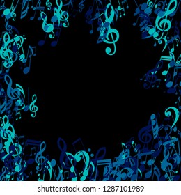 Musical Notes. Modern Background with Notes, Bass and Treble Clefs. Vector Element for Musical Poster, Banner, Advertising, Card. Minimalistic Simple Background.