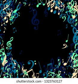 Musical Notes. Modern Background with Notes, Bass and Treble Clefs. Vector Element for Musical Poster, Banner, Advertising, Card. Minimalistic Simple Background.