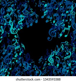 Musical Notes. Modern Background with Notes, Bass and Treble Clefs. Vector Element for Musical Poster, Banner, Advertising, Card. Minimalistic Simple Background.