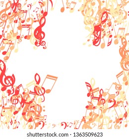 Musical Notes. Modern Background with Notes, Bass and Treble Clefs. Vector Element for Musical Poster, Banner, Advertising, Card. Minimalistic Simple Background.