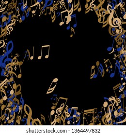 Musical Notes. Modern Background with Notes, Bass and Treble Clefs. Vector Element for Musical Poster, Banner, Advertising, Card. Minimalistic Simple Background.