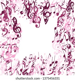 Musical Notes. Modern Background with Notes, Bass and Treble Clefs. Vector Element for Musical Poster, Banner, Advertising, Card. Minimalistic Simple Background.