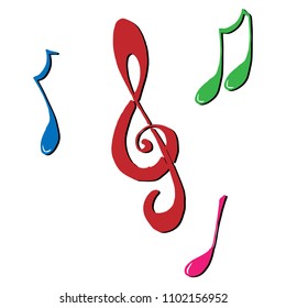 Musical notes. Music of notes. Vector illustration of music notes. Hand drawn musical notes.