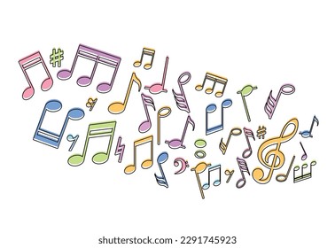 Musical Notes on Background, Musical key signs,  illustration design