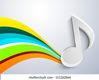 Notas musicales sobre el colorido fondo de las olas. 