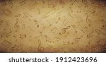  Musical notes on old papyrus paper.Retro background for design.Treble clef.Vector , illustration.