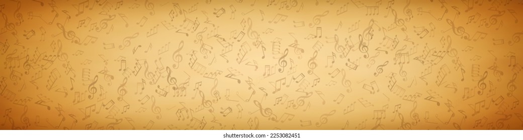 Musikalische Noten auf altem Papyrus-Papier.Retro-Hintergrund für Design.Treble clef.Vector , Illustration.