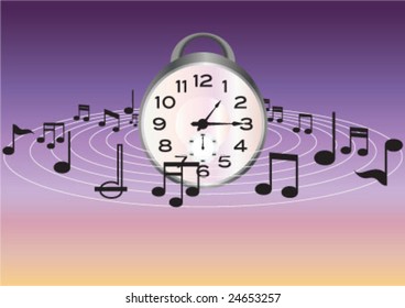 Musical notes are on the orbital path
