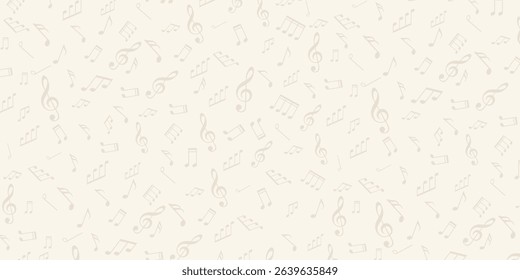 Musical notes on paper. Treble clef. Paper background. Vector illustration.