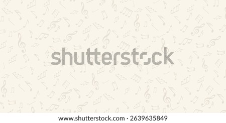 Musical notes on paper. Treble clef. Paper background. Vector illustration.