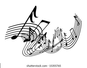 musical notes on a solid white background